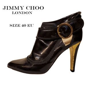 Jimmy Choo Patent Leather Buckle Booties 8 8.5 9